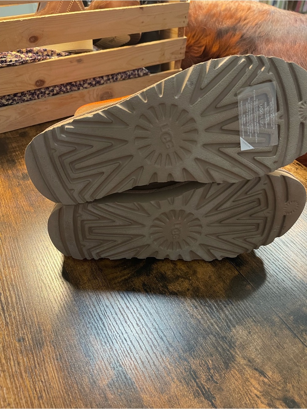 UGG Women's Tan Suede Boots with Bright Orange Zip Panel - Picture 9 of 11